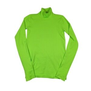 Les Reveries Women's Turtleneck Sweater Sz XS Neon Green Stretch Knit Thin Light